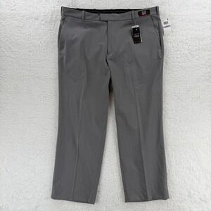Van Heusen Pants Mens 38x29 Grey Flex Waist Straight Fit Non Iron Dress 27" NWT
